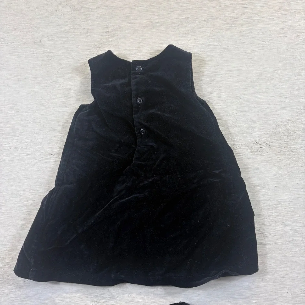 Carters Baby Girl 12 Months Black Velvet Dress Diaper Cover Set Bow Holiday